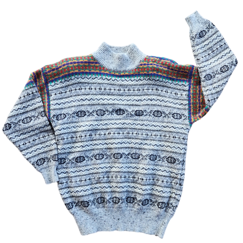 Vintage 80s Wool Sweater Cosby Grandpa Grandma Liz Claiborne Wool Blend